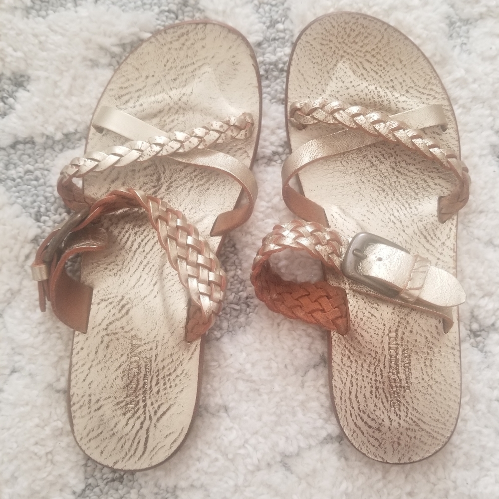 Gold leather sandals